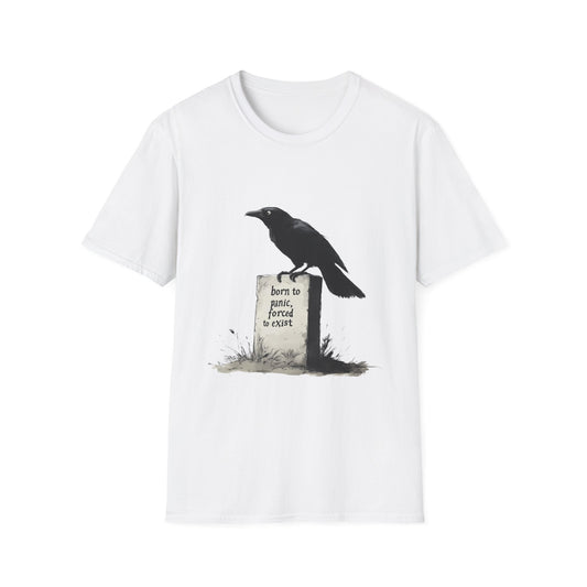 Existential Crisis Crow Unisex T-Shirt, Nature Lover Gift, Animal Meme Tee, Depression & Anxiety Apparel