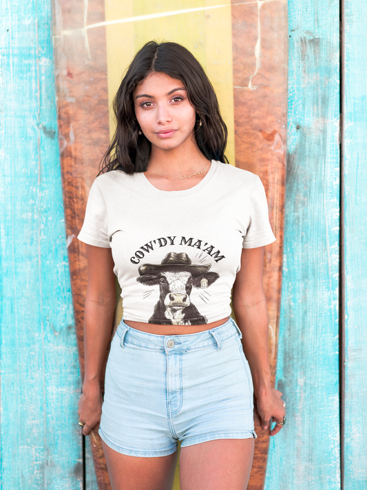 Cow' dy Ma'am Cow T-Shirt, Funny Farm Animal Tee, Gift for Animal Lovers, Casual Cow Print Shirt, Unisex Farmhouse Style