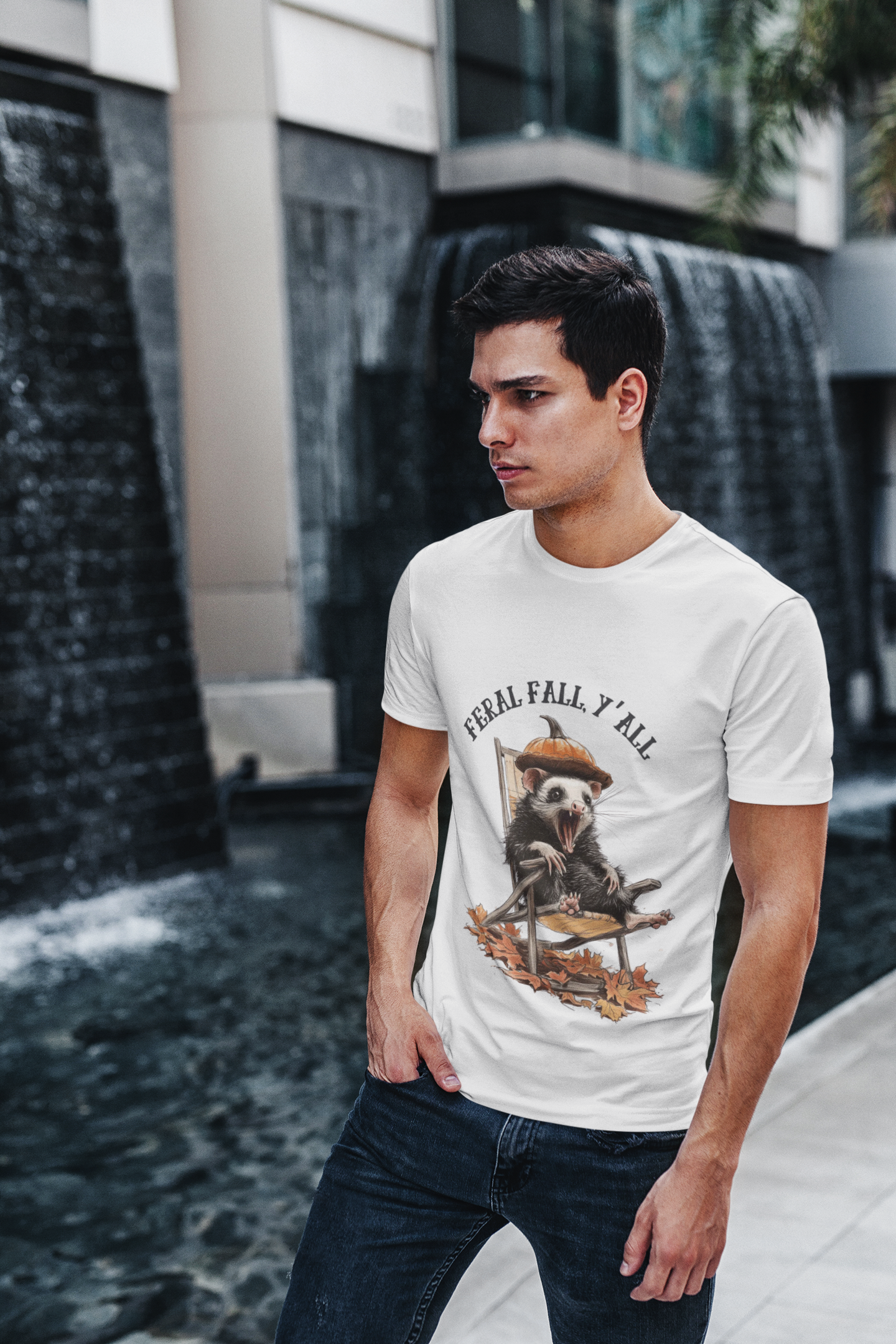 Feral Fall Opossum T-Shirt | Autumn Apparel, Funny Graphic Meme Tee, Unisex Shirt, Chaoscore Fashion