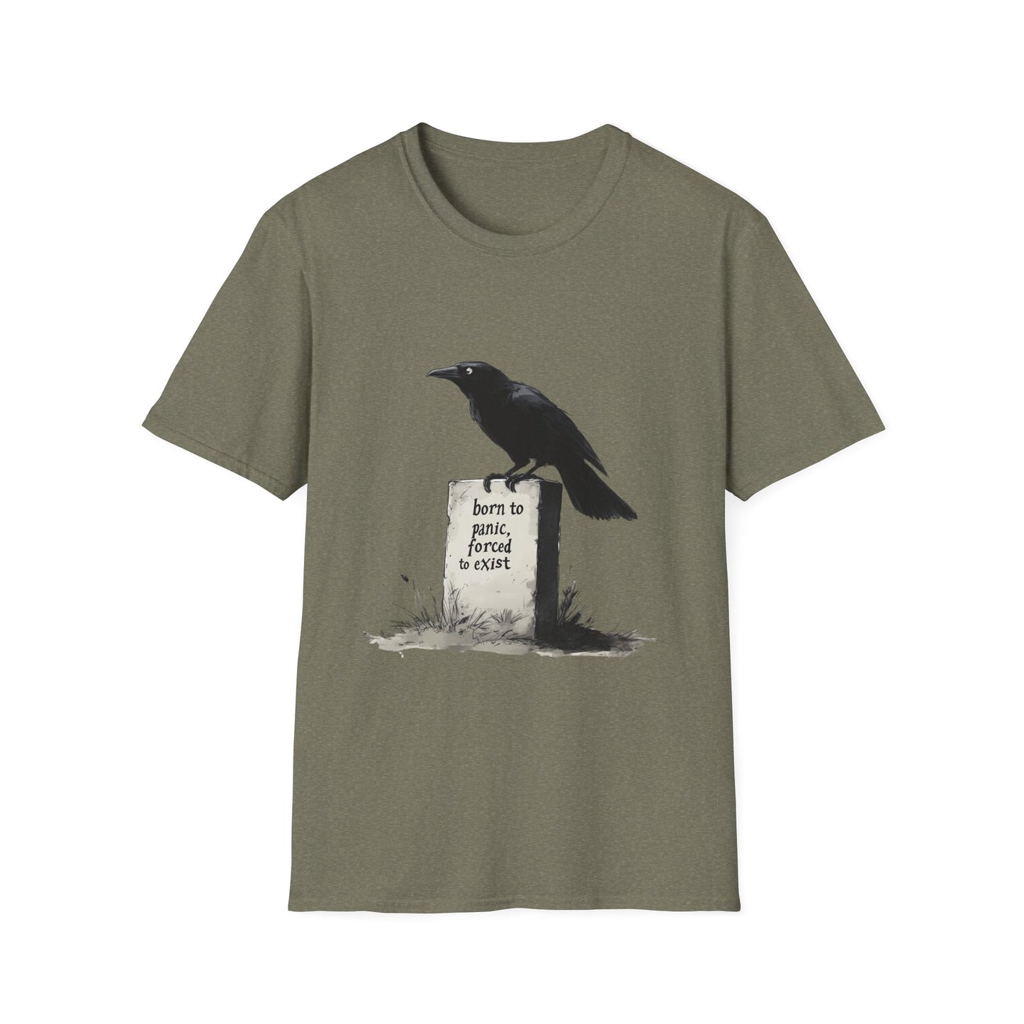 Existential Crisis Crow Unisex T-Shirt, Nature Lover Gift, Animal Meme Tee, Depression & Anxiety Apparel