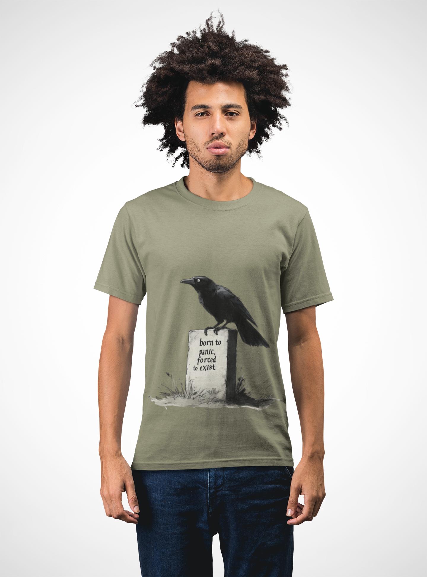 Existential Crisis Crow Unisex T-Shirt, Nature Lover Gift, Animal Meme Tee, Depression & Anxiety Apparel