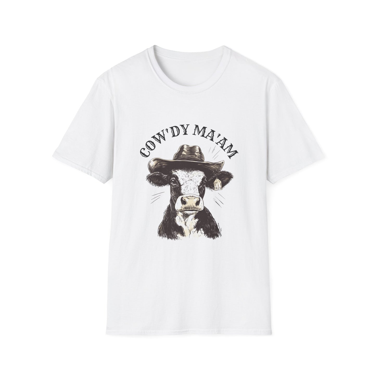 Cow' dy Ma'am Cow T-Shirt, Funny Farm Animal Tee, Gift for Animal Lovers, Casual Cow Print Shirt, Unisex Farmhouse Style