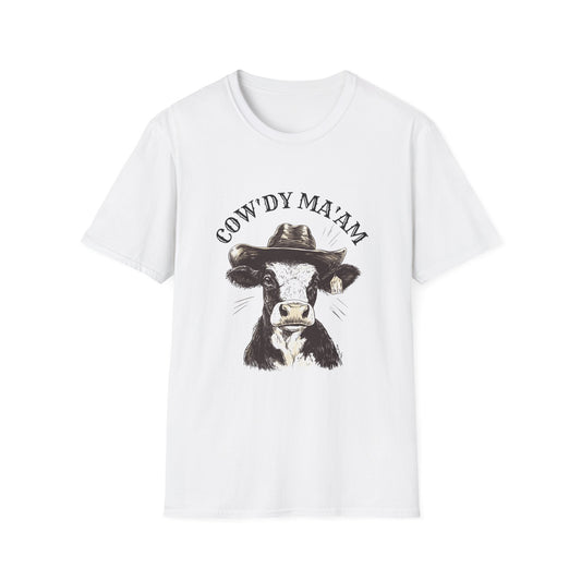 Cow' dy Ma'am Cow T-Shirt, Funny Farm Animal Tee, Gift for Animal Lovers, Casual Cow Print Shirt, Unisex Farmhouse Style